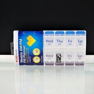 CVS Health Weekly AM PM Pill Planner Easy Push Button Lids NEW SEALED